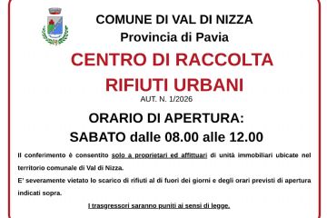 Avviso apertura centro di raccolta rifiuti urbani da sabato 23 maggio